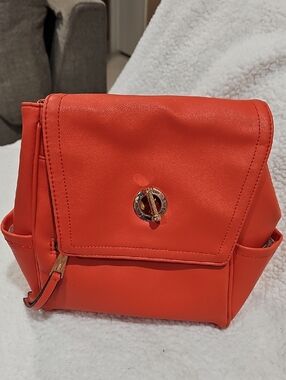 Juicy Couture Orange Mini Backpack with Gold Turn-Lock Detail